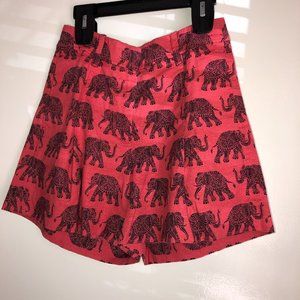 JCrew Red + Black Elephant Print High Rise Shorts
